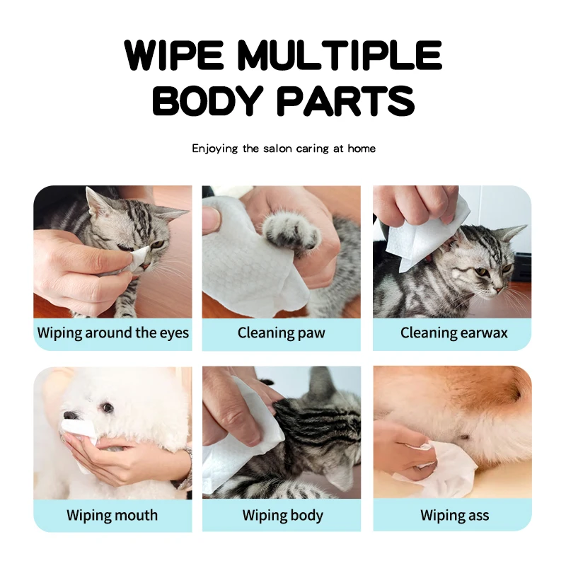 Disposable Nonwoven Alcohol Free Dog Pet Tear Stain Remover Pet Wipes Organic Biodegradable Pet Wipes  for cleaning ears, eyes