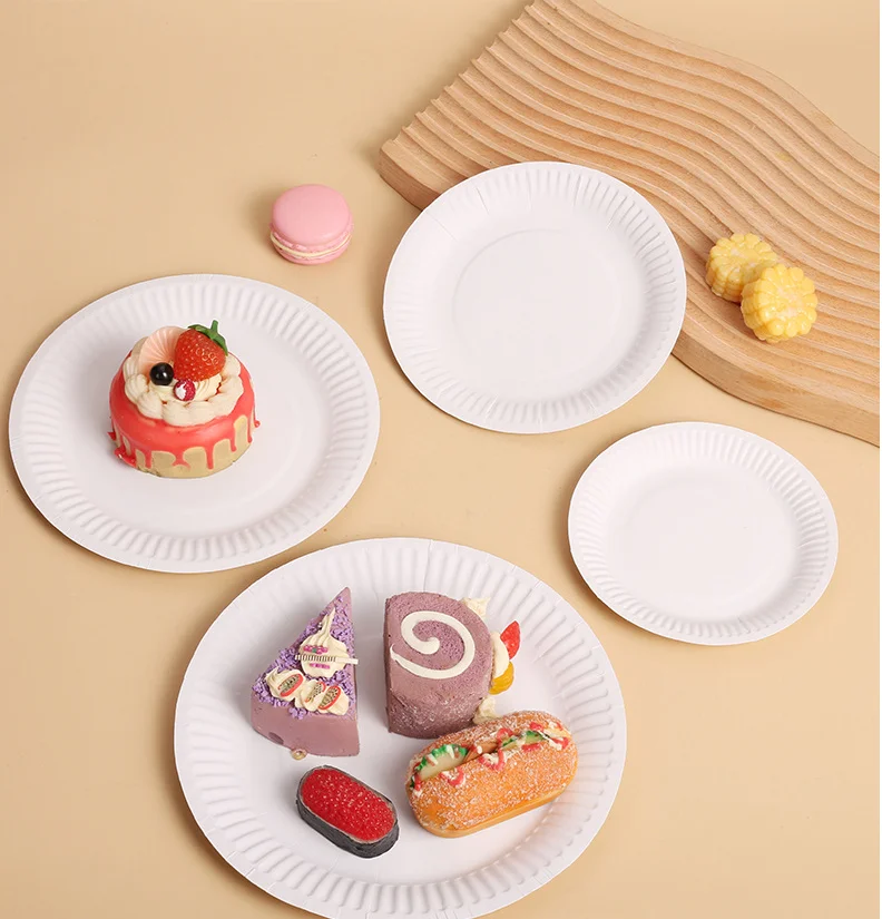 Plate Party Tray Cake Disposable & Bowl Food Egg Trays Dish Kraft Custom Sets Printing Paper Plates