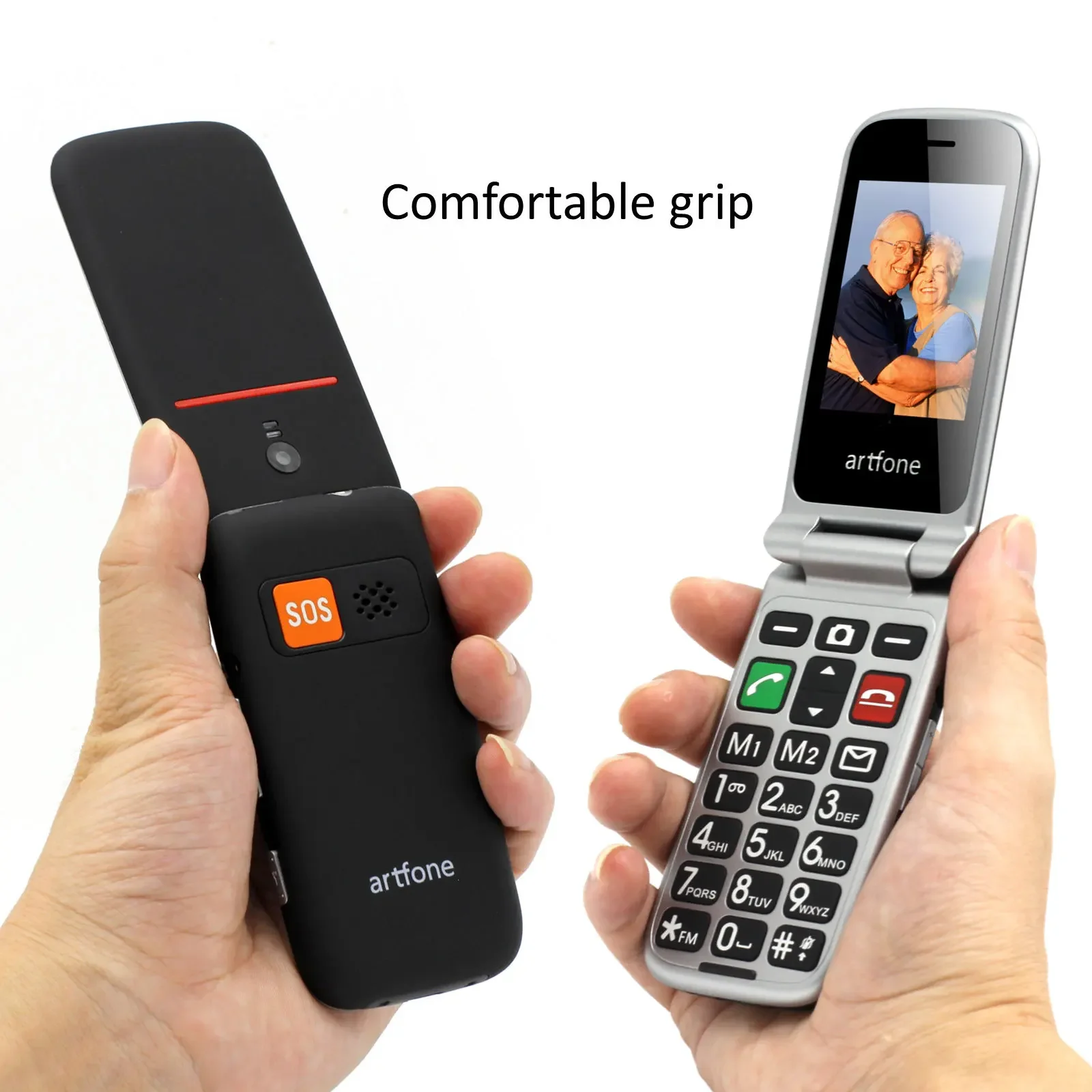 Artfone CF241A Flip Big Button Senior Mobile Phone For Elderly Unlocked Celulares Duall Sim Wireless FM SOS  GSM 2G