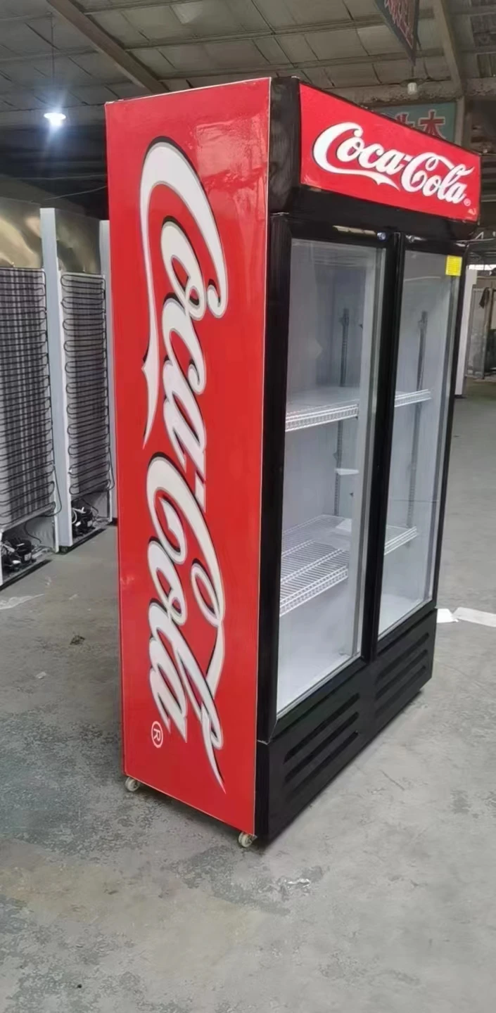 free custom logo chiller Commercial Glass Door Mini Display Fridge/energy Drink Refrigerator With Led Logo