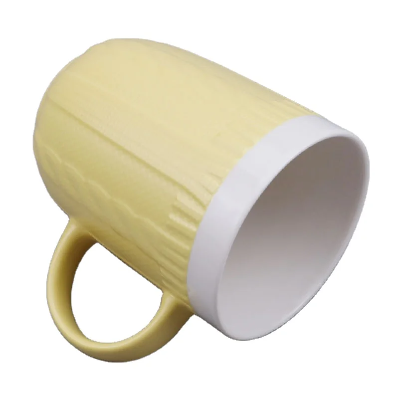 New product stoneware sweater wool embossed knitted big ceramic mug