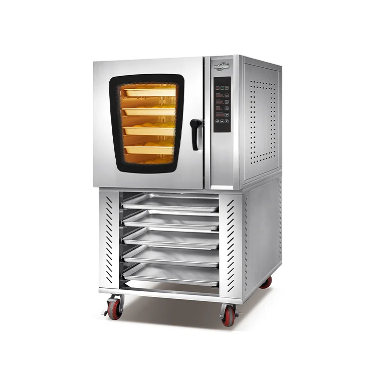 Homphon WFC-5QH 5 Trays Gas Commercial Digital Convection Ovens with Digital Control and Wheels 220V