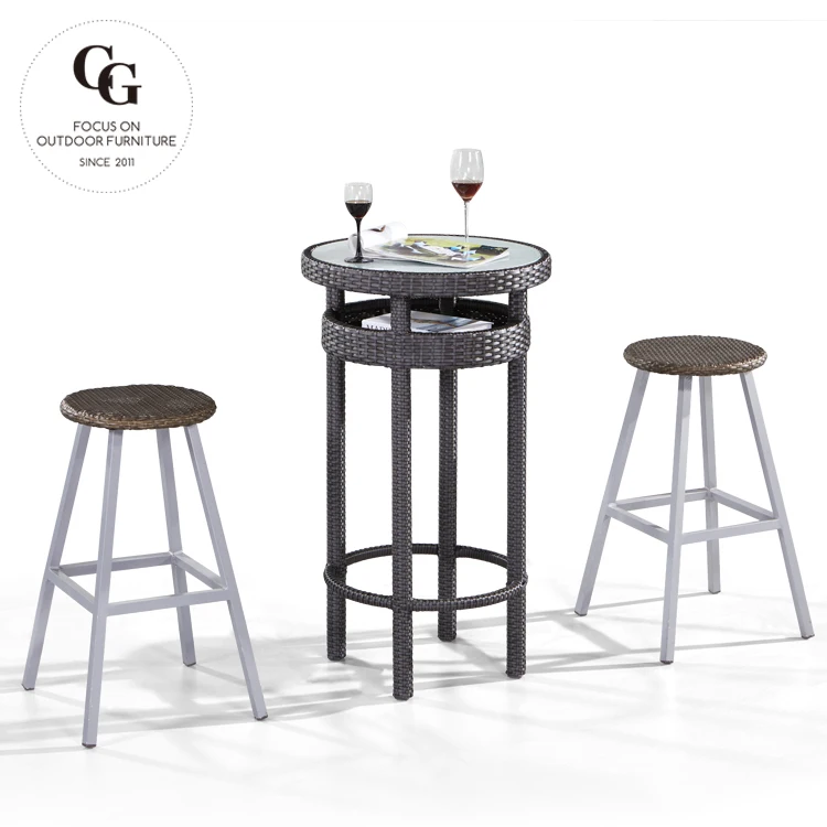 Outdoor High Bar Set with Table and Chairs for Beach Party Garden Swimming Pool