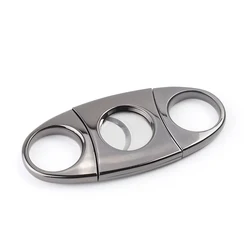 Manufacturer Ready To Ship Silver Round Stainless Steel Metal Handle Double Edge Cigar Knife