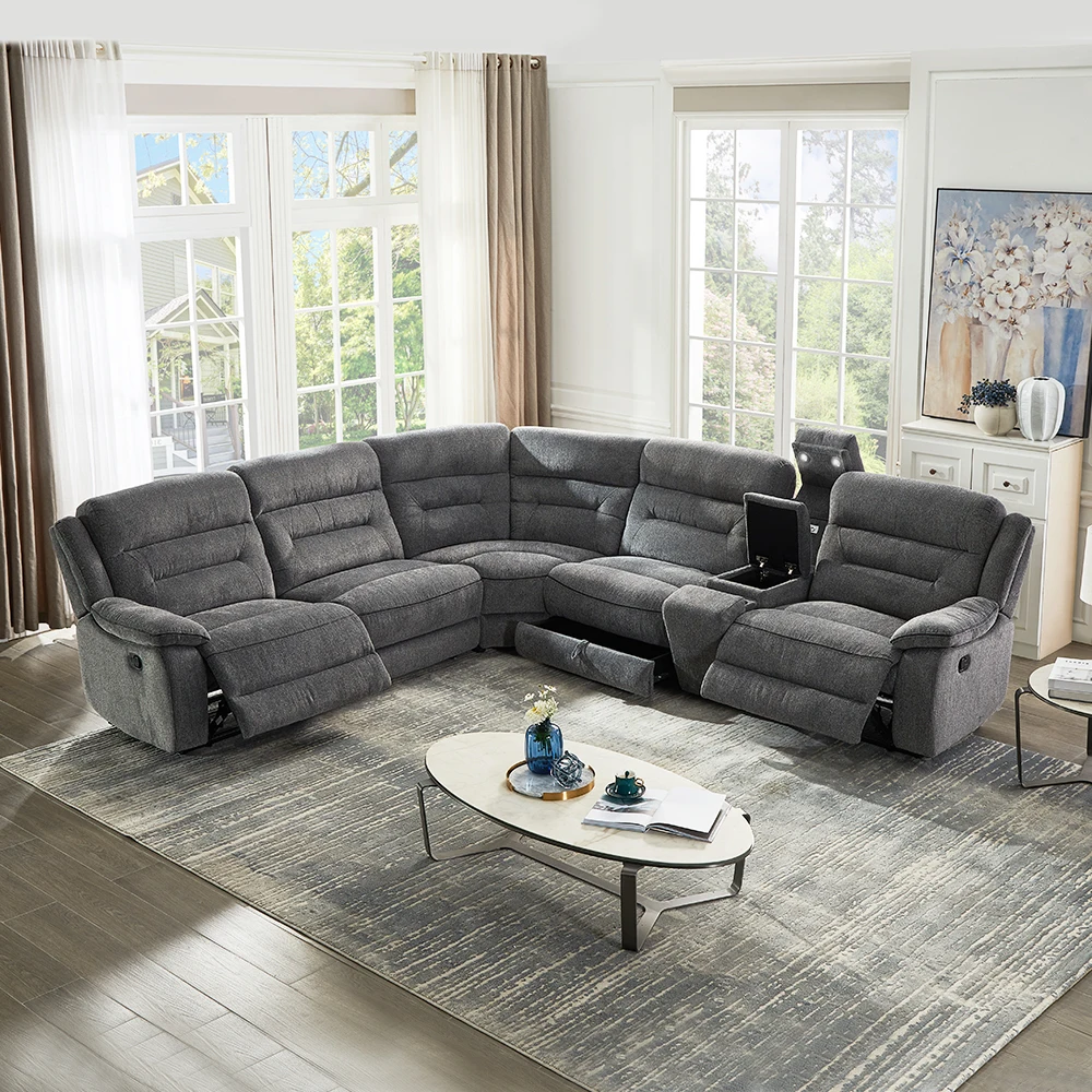 MANWAH CHEERS Fabric Sectional Sofa Set Furniture Living Room Sectional Recliner Sofas Recliner Corner Sofa
