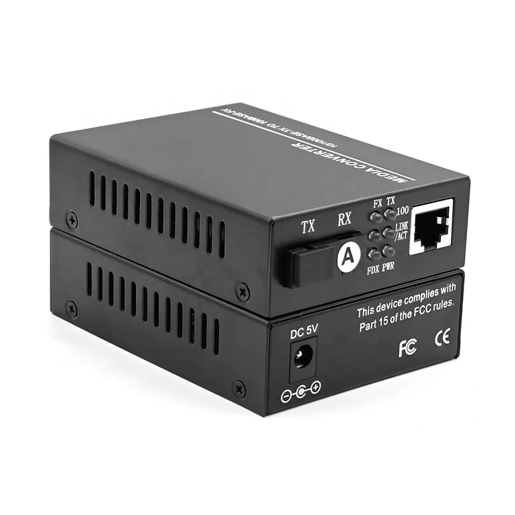 For Pair1 RJ45 Port SC Optical 10/100Mbps Single Mode MM 1310nm 1550nm 2KM Optic Network Switch Single Fiber Media converter