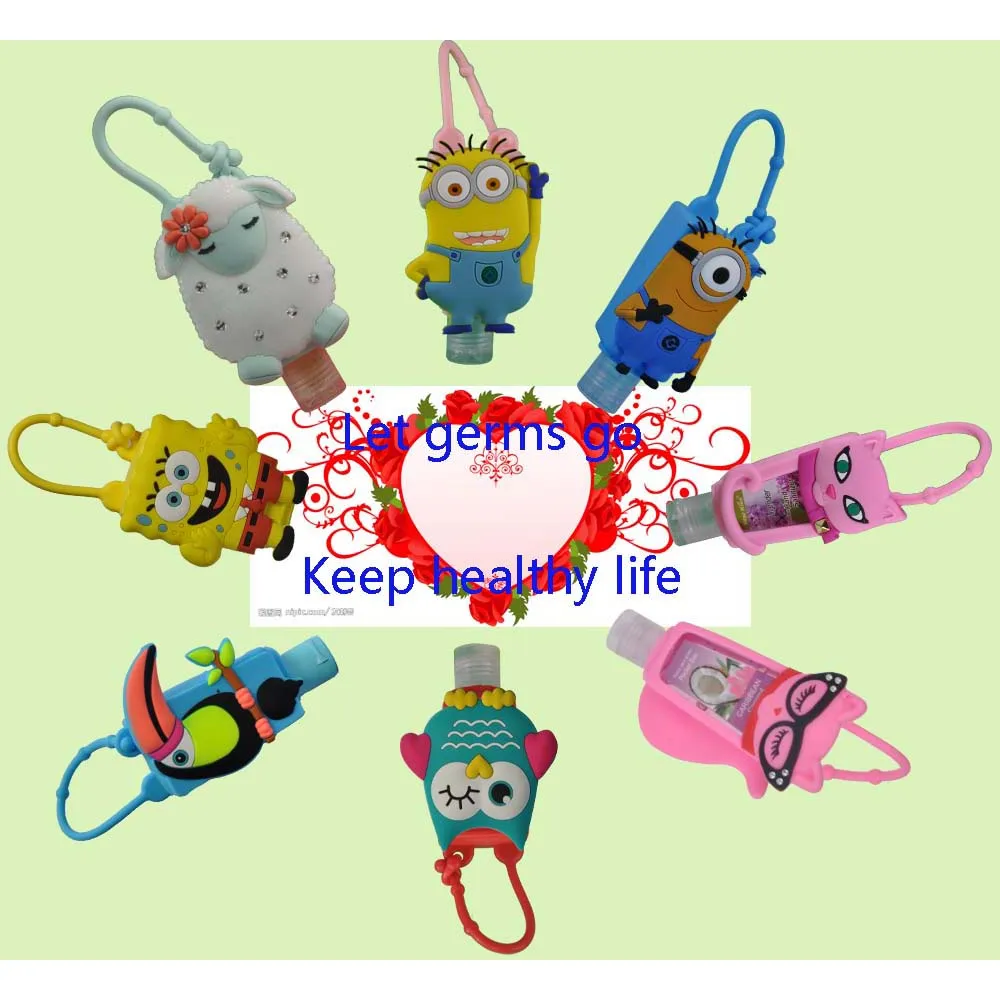 3D Cartoon Animals Wash-Free Most Pocket Bottle Small Gel Hand Sanitizers Silicone Holder