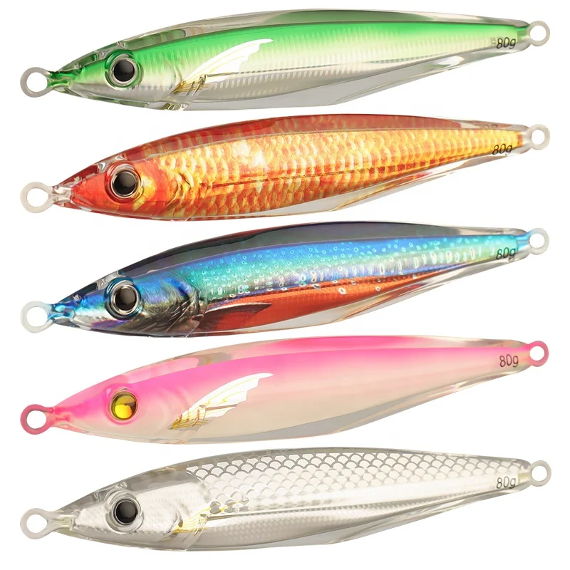 DN 80g 130g 5 colors Wrapped in plastic slow pitch jigs rust-proof metal jig Super reflective effect bionic jigging lure