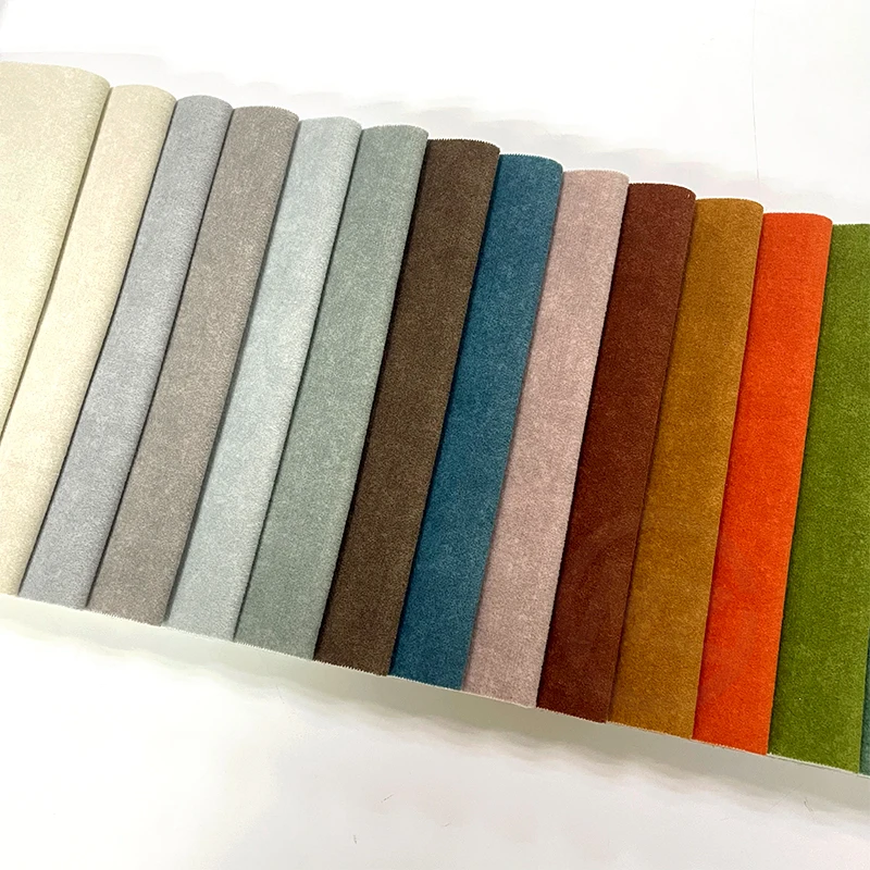 Color Velvet Fabric for Sofa Print Polyester Fabric Modern Water Resistant Olive Green Upholstery Fabric Customized Plain Weft