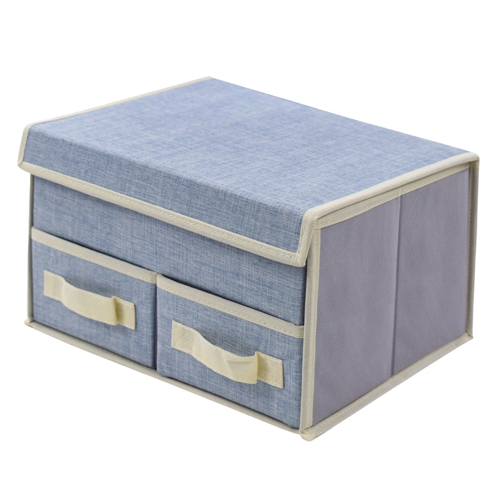 Living Room Decor Linen Fabric Organizer Bins Cabinet 3 Drawer 2 layers Underwear Closet Storage Organizer Box Unit for Closet