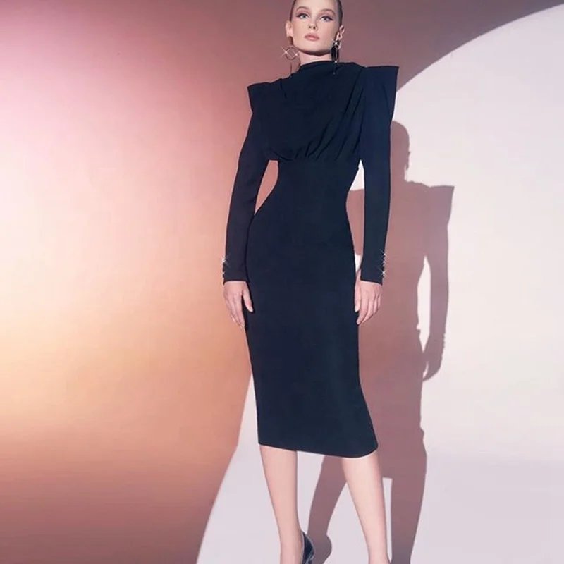 Black evening dress female 2021 new banquet annual meeting temperament birthday party small dress dress can usually be worn