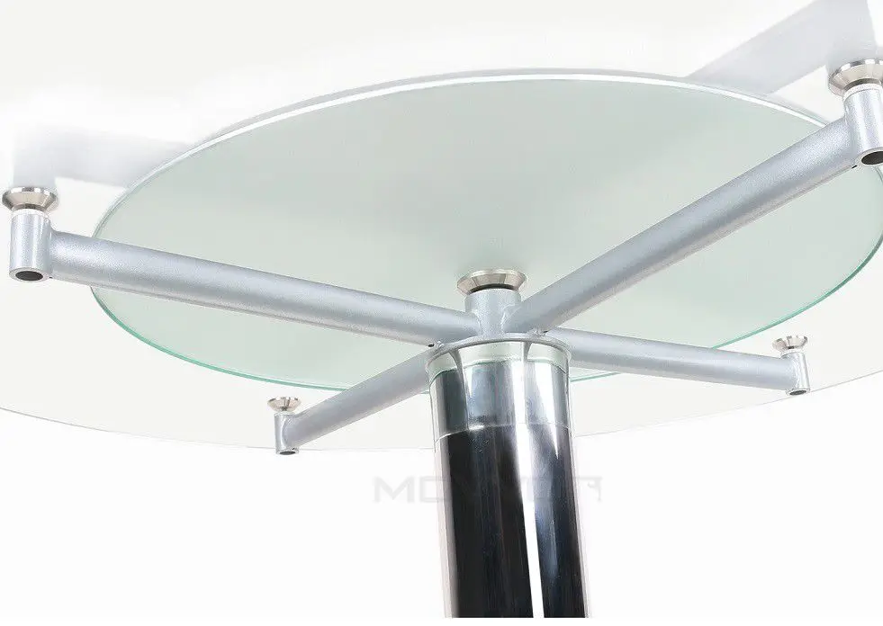 Hot Sale Tempered Glass 12MM Moving  Expanding Round Dining Table With Steel Chromed Frame Base