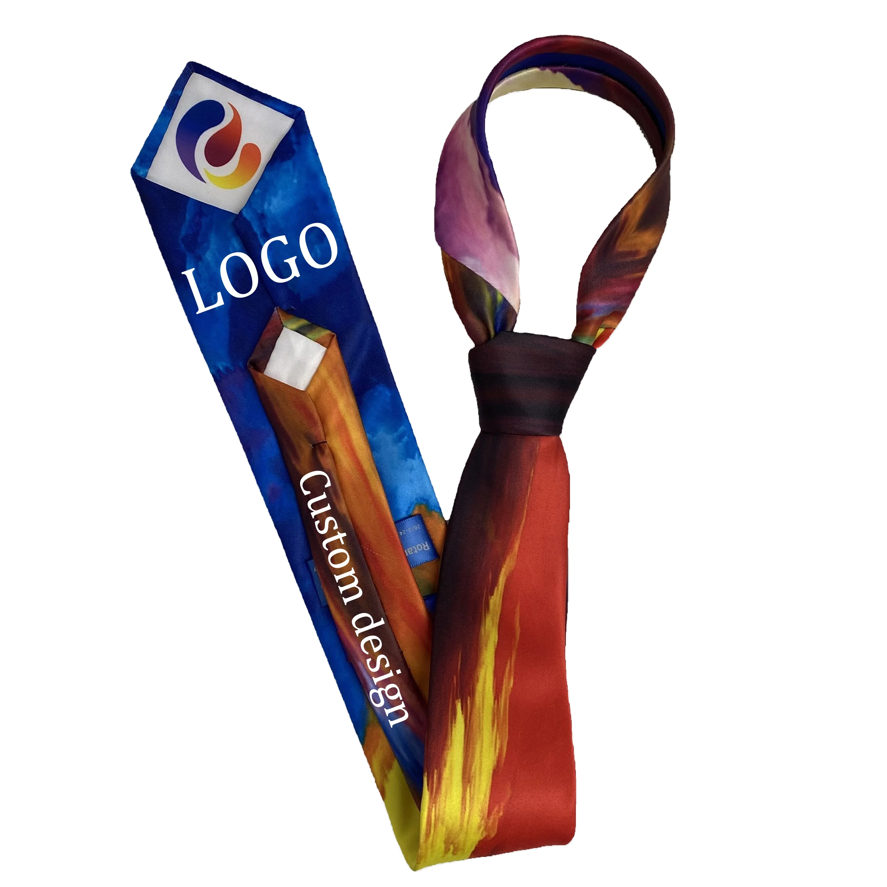 Custom LOGO DIY dye design Polyester Textile Necktie Woven JACQUARD Neck Regular color Ties rainbow Men women Starry sky 8CM