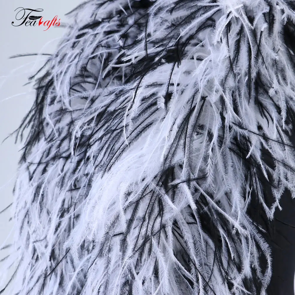 1PC Fluffy 10PLY Ostrich Feather Boa Red for Fashion Wedding Dress Sewing Fabric Carnival Party Decoration Boas