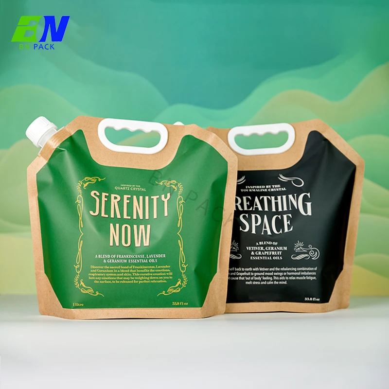 Personal Customize Shaped 1 liter Squeeze Liquid Stand Up Bag Matte Print Label Juice Spout Pouch