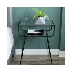 Living Room Modern Metal Frame Glass Coffee Snack Laptop Table End Sofa Side Table Golden Bedside Table