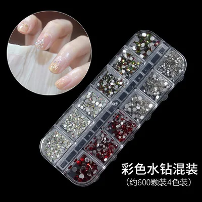 12 Boxes Nail Sequins Glitter Flakes Rhinestones Gems Diamonds Heart Pearl Nail Art 3D Decoration  Crystal Rhinestone