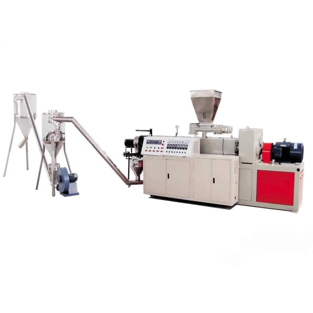 PVC Conical Twin Screw Extruder Pelletizing Line Plastic Granular Making Machine