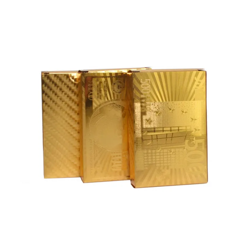 High Quality 24K Gold Magic Playing Card Plastic Casino Poker Card Custom Board Game Wholesale Waterproof with Leather Box