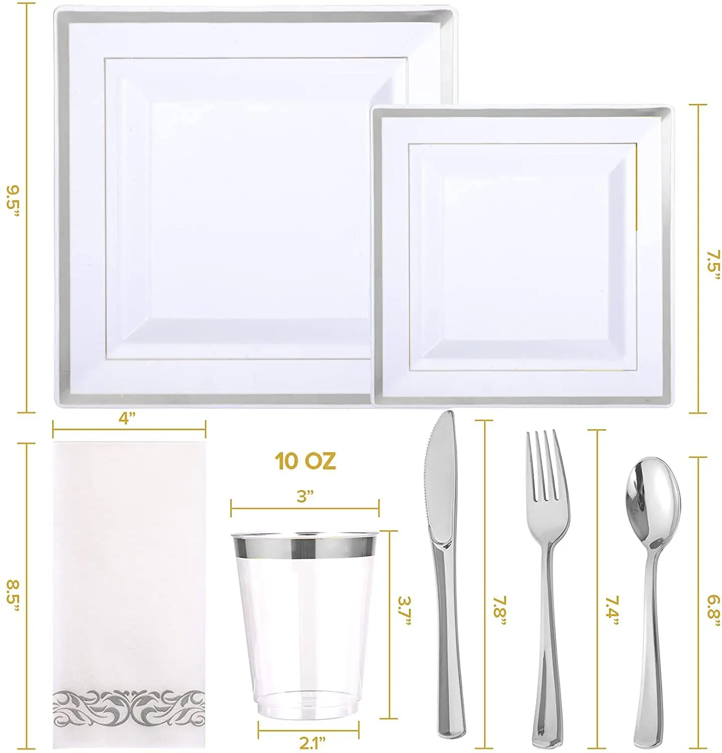 Party Disposable Tableware Plastic Cups Plates Disposable Dinnerware Set For Wedding Birthday Party Decoration