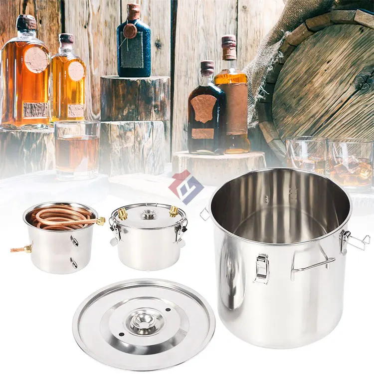 Alcohol Distillation Still Spirits Kit Water Copper Tube Boiler Home Brewing set Stainless Steel