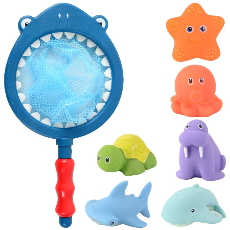 Wholesale Custom Baby Bathtub Fishing Toys Quality Cute Floating Animal Bath Toys For Kids Water Play Soft Rubber Toy