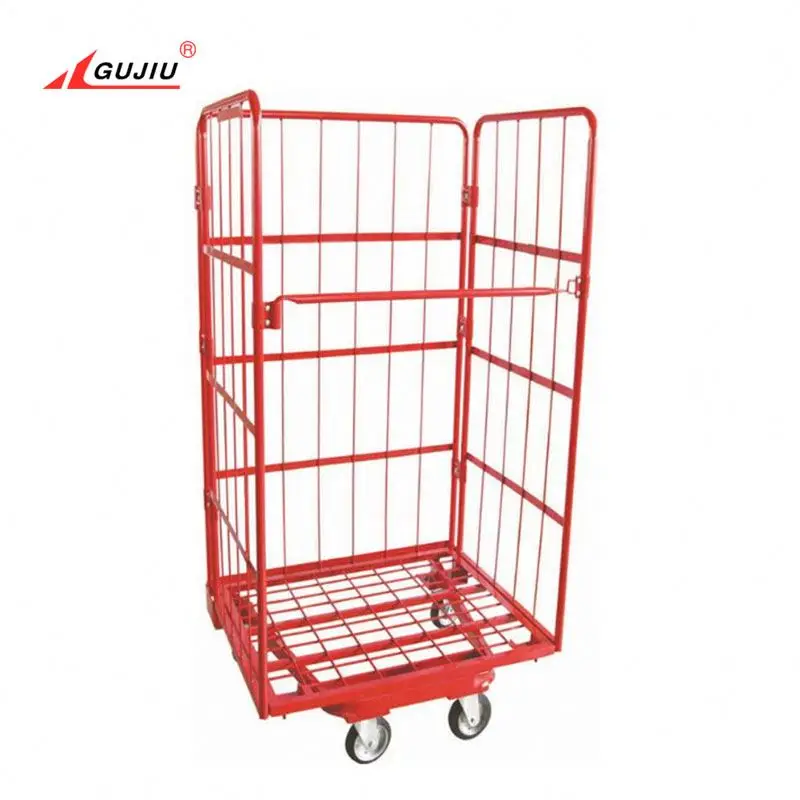 Storage Metal Folding Cargo Pallet Transport Roller Wire Multi-Function Folding Industrial Transport Trolley
