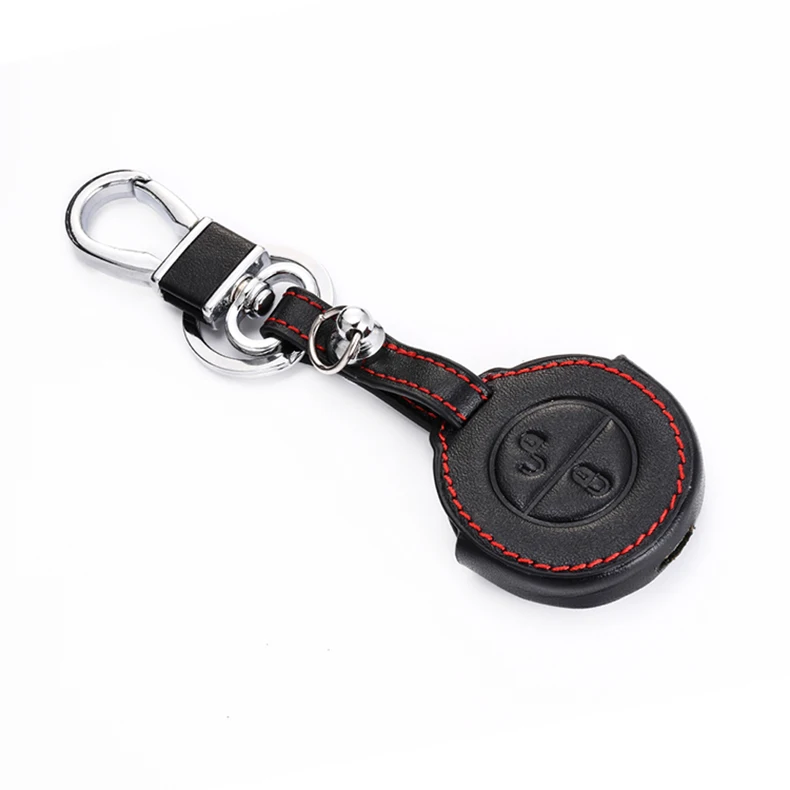 Leather Car Key Case For Mitsubishi Colt Warior Carisma Spacestar Remote Fob Shell Cover Protector Bag Keychain Auto Accessories