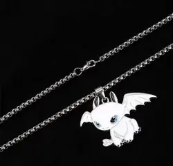 Necklace female ins stainless steel black and white double evil dragon couple one man and one woman pendant pendant