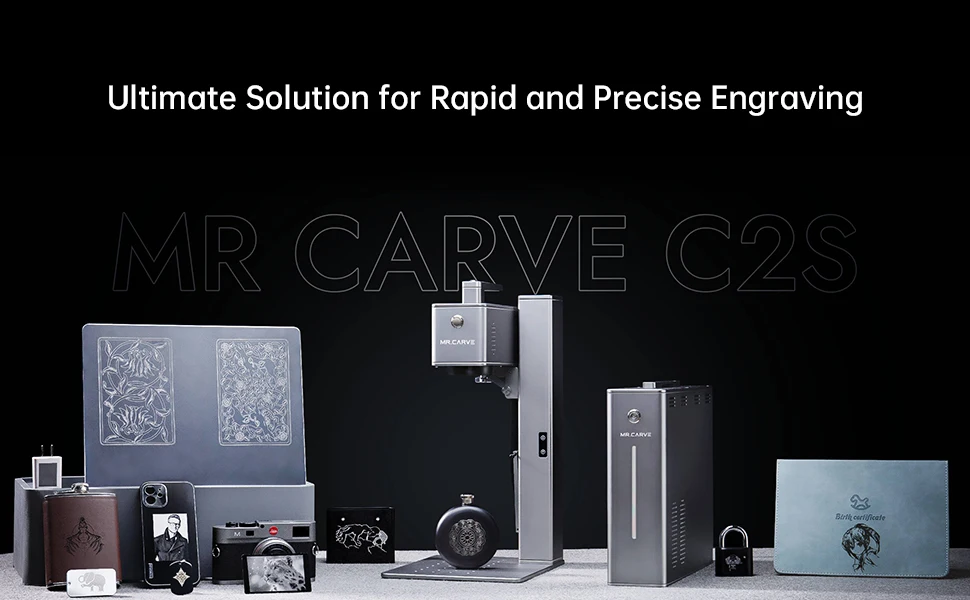 MR CARVE C2 ручной настольный волоконный лазер металлическая пластиковая кожа лакированная древесина лазерная маркировочная машина гравировальная