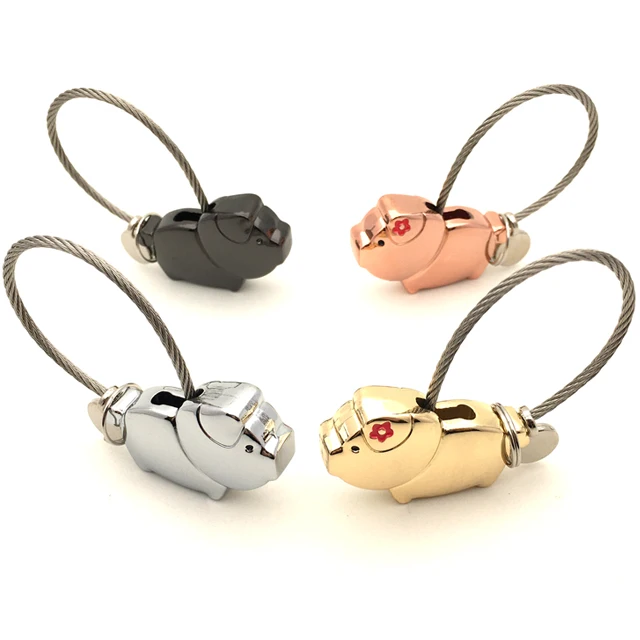 Electroplate Pig Shape Kirsite Bag Hanging Metal Pig Key Chain Pig Doll Keychain