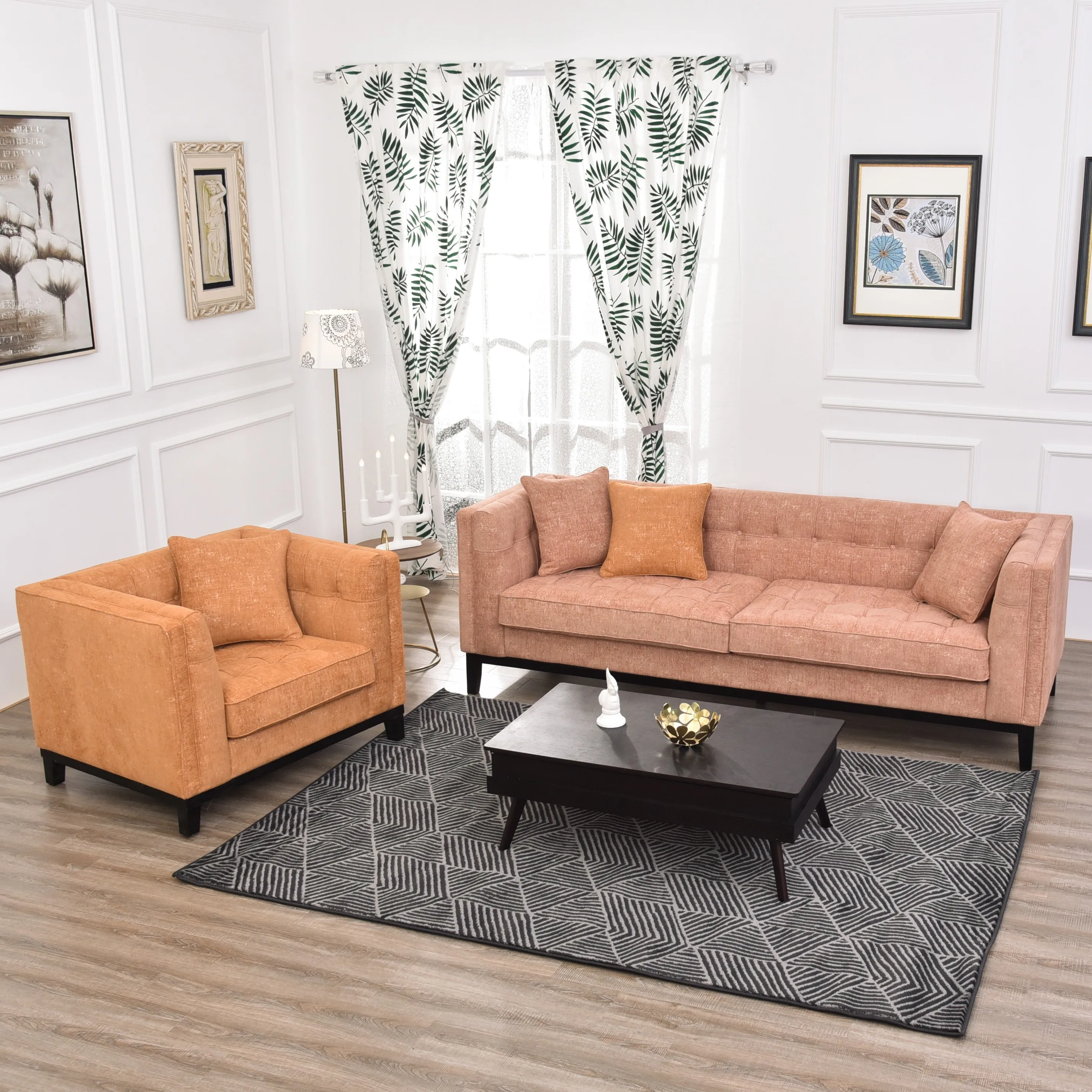 
Modern sofa set 2020 Orange chesterfield cllasicstyle garden relax sofa set design 