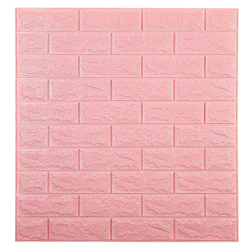 
70*77 cm Made in China wholesale Brick pattern 3 d wallpaper XPE foam sound insulation purple Self Adhesive wall paper 
