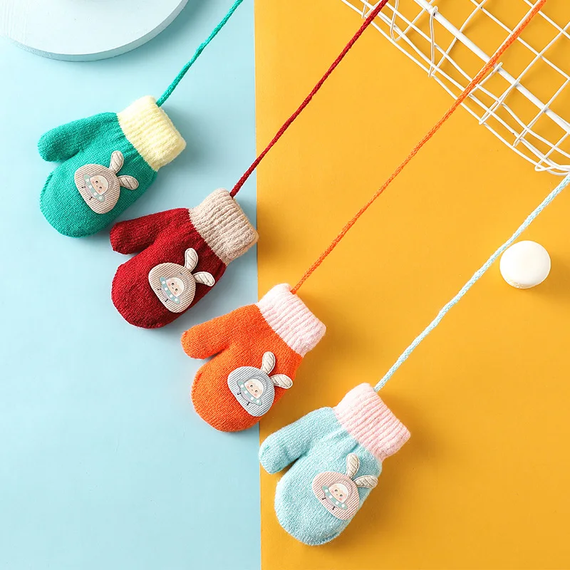 Hot Sale Custom Mittens Warming Knitted Children Gloves Winter Gloves Cotton Baby Mittens