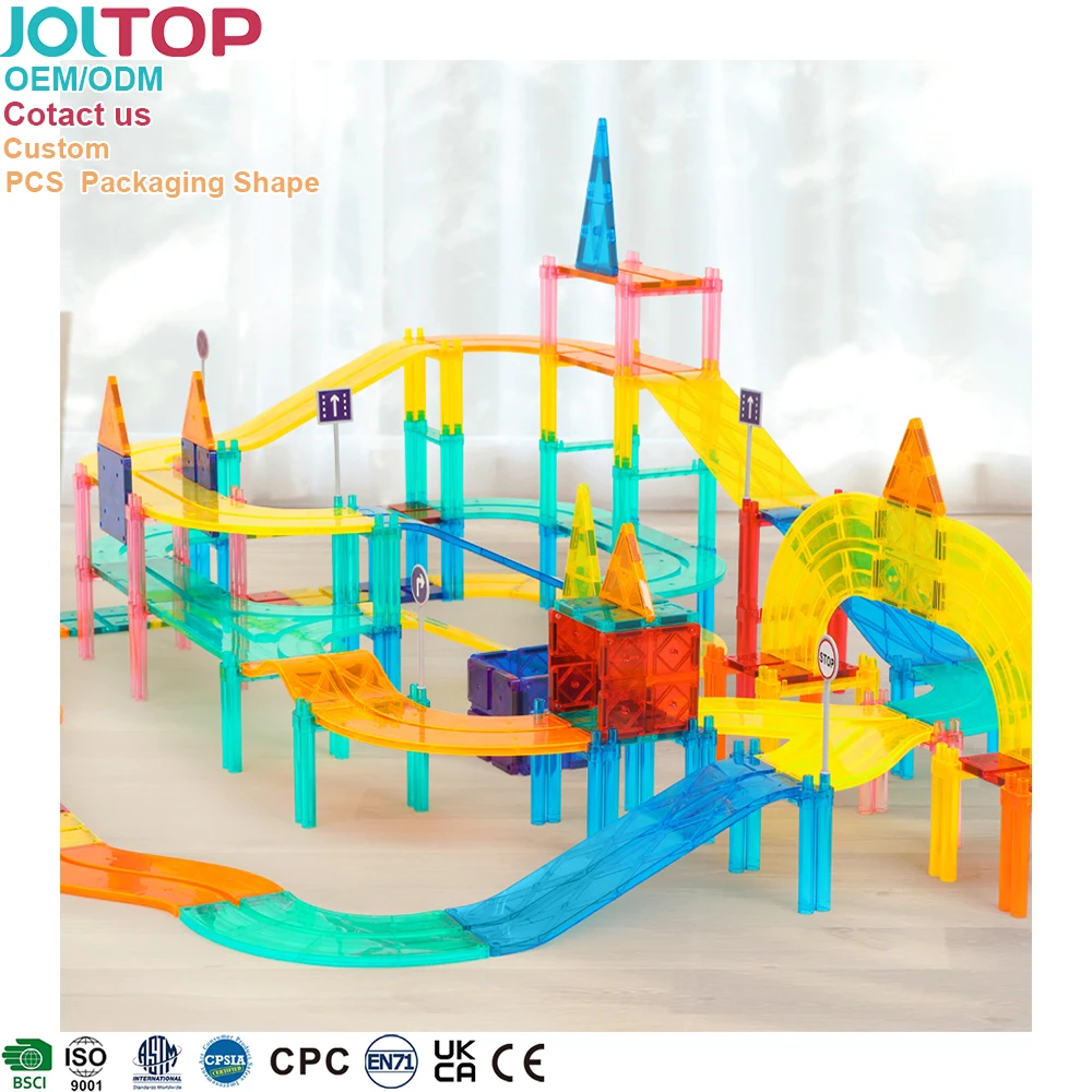 science baby building blocks diy educational magnet kids traffic block race track cars Magnetic toys