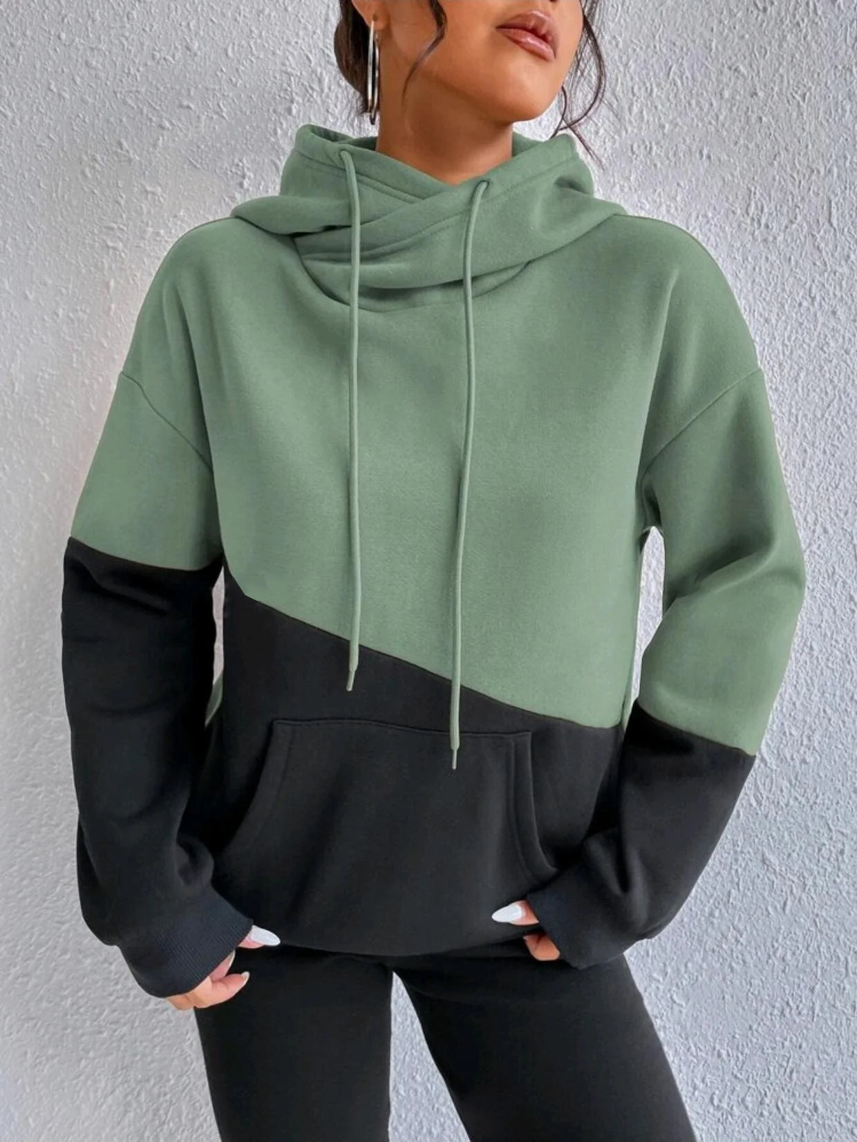 2024 new arrival color matching women hoodies loose casual hoodie top for women autumn winter extra heavy essentials hoodie