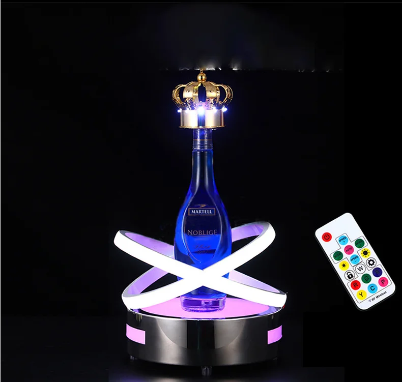 Customized Acrylic Laser Light Rechargeable with remote control LED light Champagne Bottle Display stand