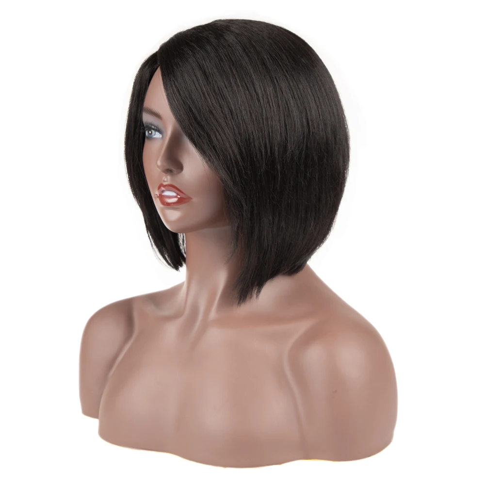 Rebecca Short Bob Wig for Black Women Straight Hair Heat Resistant Synthetic Wigs Short Style Natural Color Lace Wig