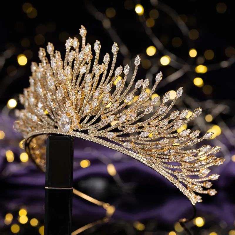 HOMECOMING PARTY CROWN CUBIC ZIRCON TIARA HAIRBAND HEADPIECES LUXURY WEDDING JEWELRY FOR WOMEN BC6447