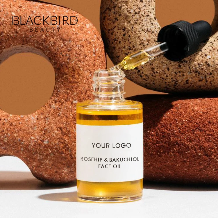 Private Label Skincare Product Customized Your Logo Organic Face Oil Serum Bakuchiol Rosehip Facial Oil OEM Anti Aging Face Oil