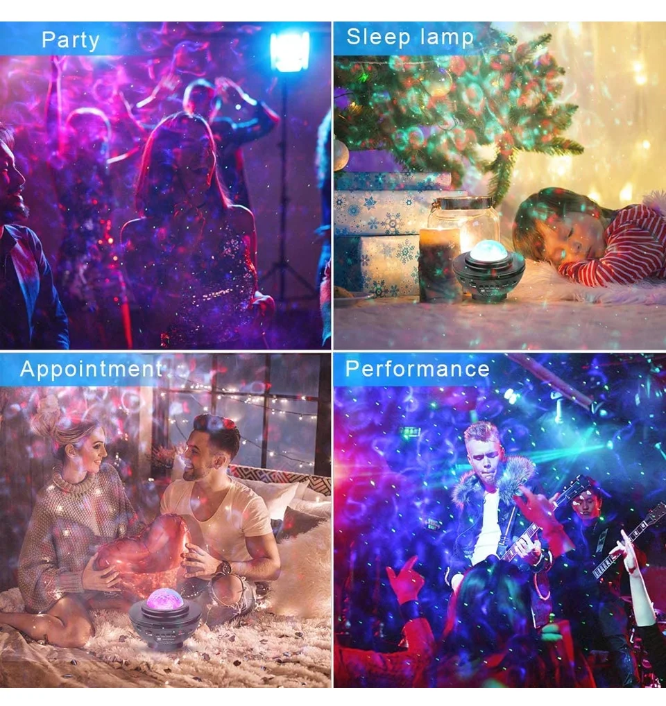 Howlighting  Modern Kids Led Remote Control Night Light Star Starry Sky Projection Lamp With Bluetooth