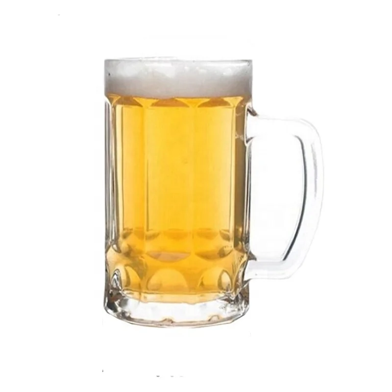 Manufacturer of 400ml beer mug with handle glass beer mugs with handle big freezable free samples premium quality