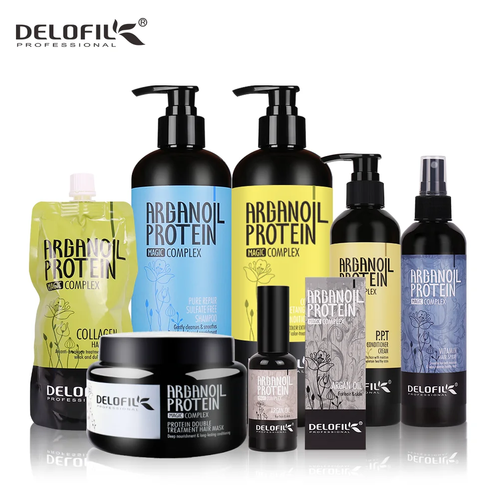Delofil Natural Hair Care Damage Deep Hair Repair Mask  Hair Argan Oil Shampoo And Conditioner Organic Heat Protection Spray