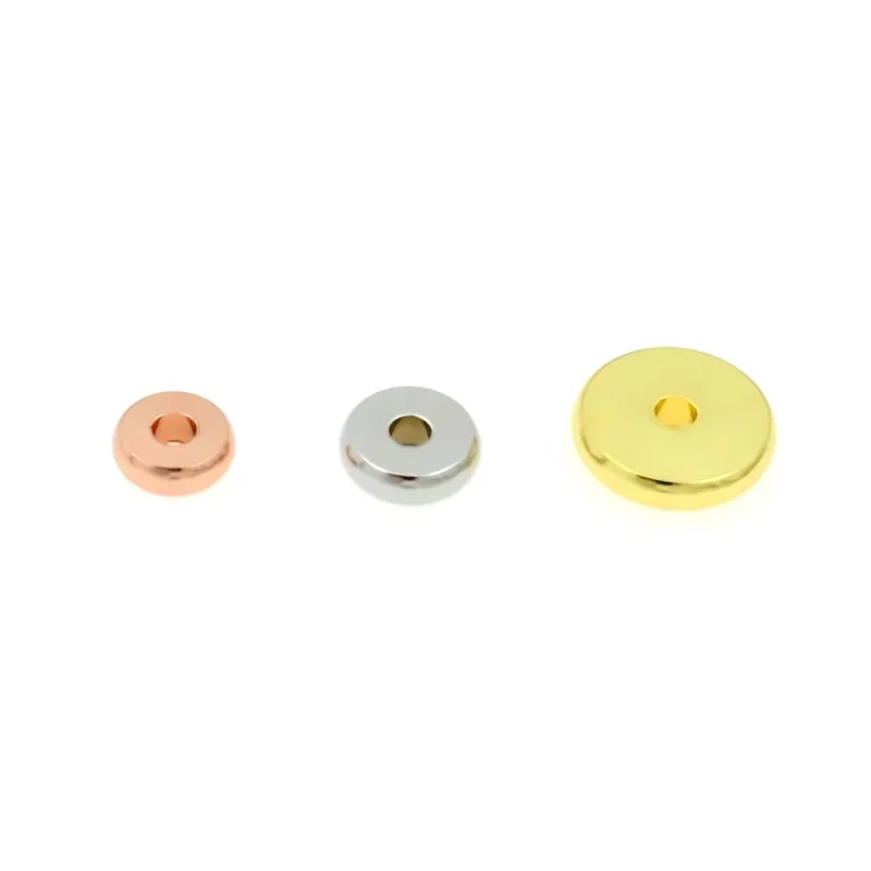 100pcs/bag Stainless Steel Flat Round Beads Metallic Spacer Beads Findings Tube Spacers For DIY Bracelet Jewelry Making