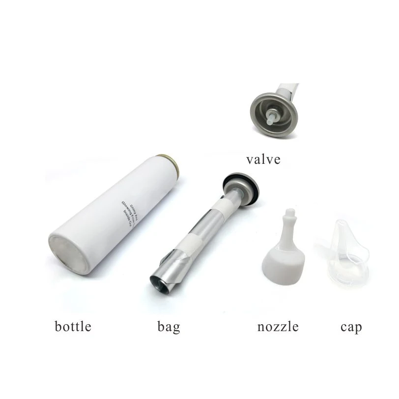 BOV Bag On Valve with Tinplate Mounting Cup Aluminum Bottle Nasal Sprayer Actuator Cans with Bov Binary Packaging