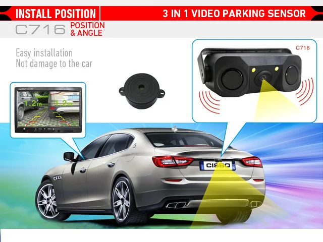 3 in 1 reverse camera car video parking sensor system