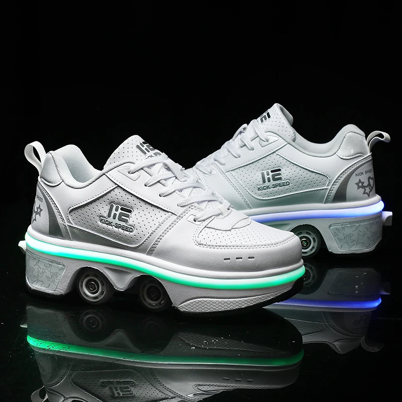 New design Skate With Wheels Led Luminous Deformation Roller Shoes for wholesales wholesale shoes
