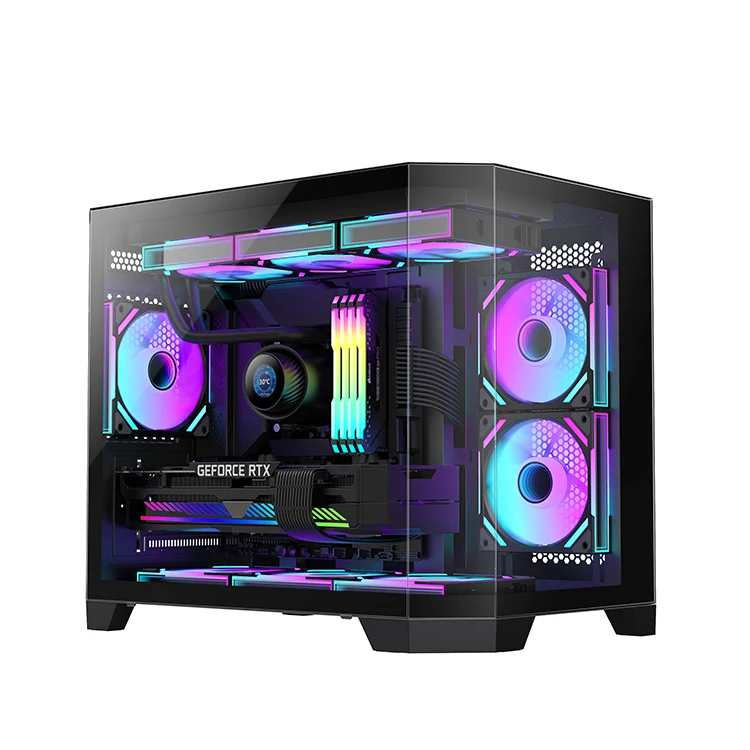 Triple Ventana Cristal Templado Continuo case computer pc case fish tank gaming case