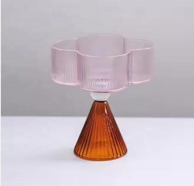 Custom Made Hand-blown Heat-resistant Multi-colored Borosilicate Glass Jewelry Bowl with Base