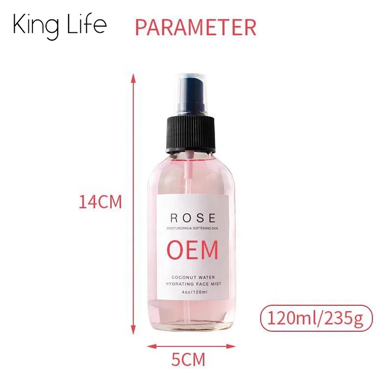 OEM Private Label Wholesale Organic Rosewater Facial Whitening Moisturize Mist Hydrating Skin Care Women Face Toner Rose Water